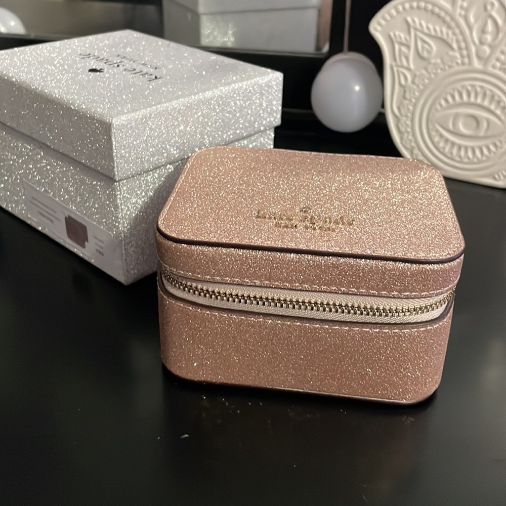 Kate Spade Glitter Travel Jewelry Holder in Rose Gold